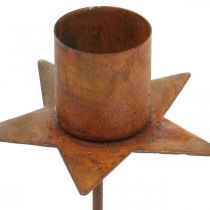 Prodotto Portacandele a forma di stella da attaccare, decorazione dell&#39;Avvento arrugginita, 6 cm, 4 pezzi