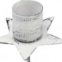 Prodotto Portacandele a forma di stella in metallo bianco shabby chic da 6 cm, 4 pezzi