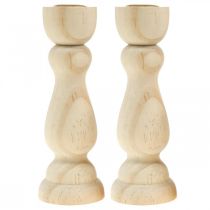 Prodotto Portacandele in legno da tavolo decorazione per candele coniche H17cm 2 pz