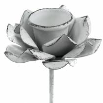 Prodotto Candeliere fiore da attaccare in metallo bianco Ø6×10cm