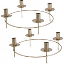 Candela ad anello portacandele portacandele oro Ø33,5 cm H11 cm 2 pezzi