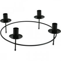 Anello per candele, candele a bastoncino, portacandele, nero, Ø33,5 cm, H11 cm, 2 pezzi
