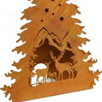 Prodotto Portacandela Natale patina cervo abete H50cm