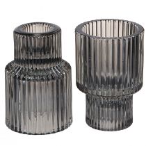 Prodotto Portacandele in vetro portacandele grigio H8cm 4 pz