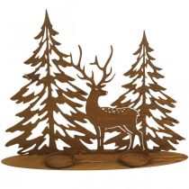 Prodotto Decorazione finestra candelabro cervo nella foresta decorazione ruggine 38x30cm