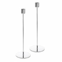 Prodotto Set portacandele in metallo per candele coniche argento Ø2.2cm H28cm 2 pezzi