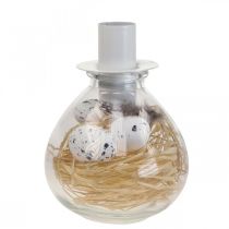 Candeliere Candeliere Bianco Vetro Decorazione Pasquale H11cm