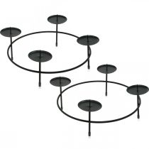 Candeliere per 4 candele decorazione da tavola in metallo nero Ø23,5cm 2pz