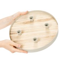 Prodotto Vassoio rotondo in legno per quattro candele affusolate, 30 cm