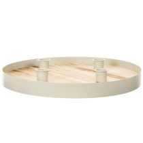 Prodotto Vassoio rotondo in legno per quattro candele affusolate, 30 cm