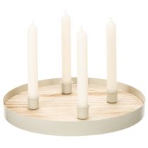 Prodotto Vassoio rotondo in legno per quattro candele affusolate, 30 cm