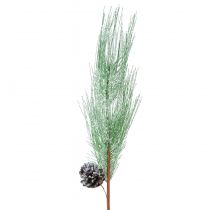 Ramo di pino artificiale verde glitter con coni L55 cm