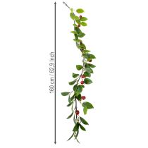 Prodotto Ghirlanda artificiale con ciliegie. Perfetta per decorare gli ambienti in modo naturale. Effetto floreale. 160 cm.