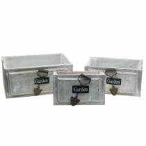 Fioriera scatola di legno Giardino bianco 32/27/22cm 3 pezzi