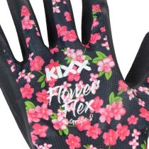 Prodotto Guanti da giardino Kixx, neri con fiori rosa, taglia 8