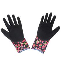 Prodotto Guanti da giardino Kixx, neri con fiori rosa, taglia 8