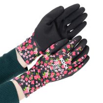 Prodotto Guanti da giardino Kixx, neri con fiori rosa, taglia 8