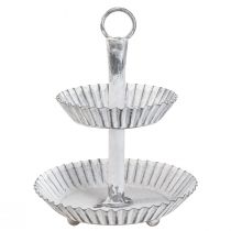 Prodotto Alzata per torta Shabby Chic in metallo bianco 2 piani Ø16,5 cm