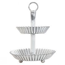 Prodotto Alzata da portata in metallo bianco Shabby Chic a 2 livelli, 16,5 cm