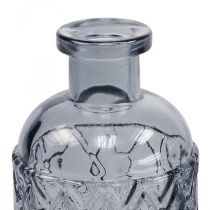 Vaso piccolo in vetro con motivo a rombi in vetro blu grigio H12,5 cm 6 pezzi
