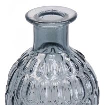Vaso piccolo in vetro vaso vetro a nido d&#39;ape blu grigio H20cm 6pz