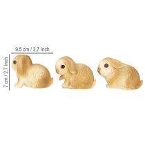 Prodotto Piccolo coniglietto di Pasqua decorazione coniglio poliresina 9×6×6,5cm 3 pezzi
