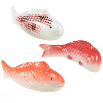 Prodotto Pesce decorativo Koi in ceramica rosso bianco galleggiante 15 cm 3 pezzi