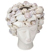 Prodotto Vaso in ceramica con conchiglie – Busto decorativo mediterraneo per piante e fiori 25 cm