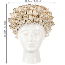 Prodotto Vaso Testa Vaso Ceramica con Rose Bianco Marrone Ø19cm H2.5cm