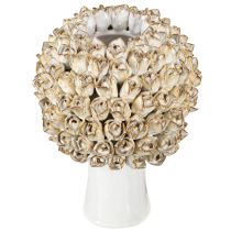 Prodotto Vaso Testa Vaso Ceramica con Rose Bianco Marrone Ø19cm H2.5cm