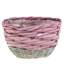 Set di 3 cestini rotondi Ø14cm - 24cm rosa, naturale