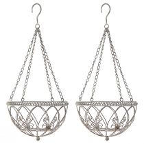 Prodotto Cestino sospeso in metallo con fiori in stile antico Ø25cm H56cm