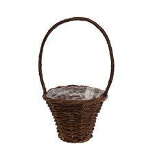 Cesto intrecciato con manico Cesto porta piante Cesto decorativo Ø20×H15cm