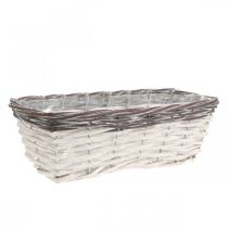 Cesto decorativo bianco, vaso per piante marrone bicolore 32×13,5×9,5 cm