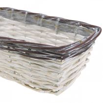 Cesto decorativo bianco, vaso per piante marrone bicolore 32×13,5×9,5 cm
