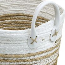 Cesto per piantare, utensile con manici, organizer bianco, naturale Ø32/28/23cm H30/25/19cm set di 3