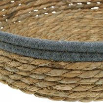 Prodotto Set di vassoi rotondi a forma di cestino, ciotole per piante intrecciate naturali e vassoio decorativo, set da 3 pezzi Ø33/30/25 cm H8/7 cm