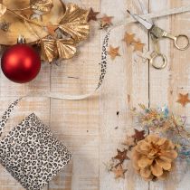 Prodotto Nastro regalo con stampa leopardata per decorazioni creative, nastro arricciabile 10 mm 100 m