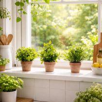 Prodotto Pianta artificiale in vaso con texture realistica per uso interno e decorazione, 18 cm, 3 pezzi