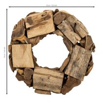 Prodotto Ghirlanda decorativa rotonda, realizzata con pezzi di legno naturale, 35 cm di diametro.