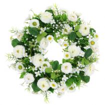 Ghirlanda di fiori deco bianco Ghirlanda porta Bellis fiori di seta Ø30cm
