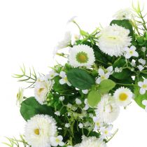 Ghirlanda di fiori deco bianco Ghirlanda porta Bellis fiori di seta Ø30cm