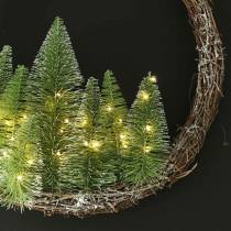 Ghirlanda natalizia con albero e LED Ø48cm verde neve, marrone
