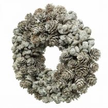 Coni ghirlanda decorativi larice e cipresso bianco, glitter Ø20cm 2pz