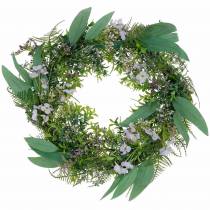 Prodotto Corona decorativa eucalipto, felce, fiori Ghirlanda artificiale Corona da tavolo