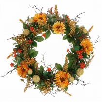 Corona Autunnale Fiori Di Seta Gerbera Gialla Corona Di Cardo Da Parete Ø42cm