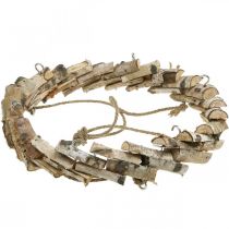 Prodotto Ghirlanda in legno da appendere con gancio in legno di betulla Ø35cm - Decorazione naturale per la primavera, macramè, fiori ed erbe aromatiche