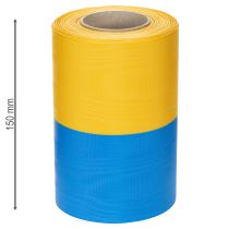 Prodotto Nastri per ghirlande in moiré da 150 mm nei colori blu e giallo - nastro decorativo e da lutto di alta qualità, ideale per celebrazioni e occasioni speciali, nastro per fiocchi.