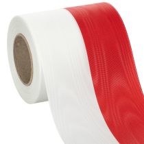 Prodotto Nastri moiré bianco-rosso per ghirlande, 100 mm