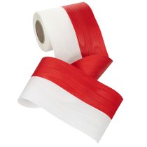 Prodotto Nastro ghirlanda moiré bianco e rosso, 125 mm - nastro da lutto, nastro decorativo, nastro a fiocco, nastro festivo, rotolo da 25 m